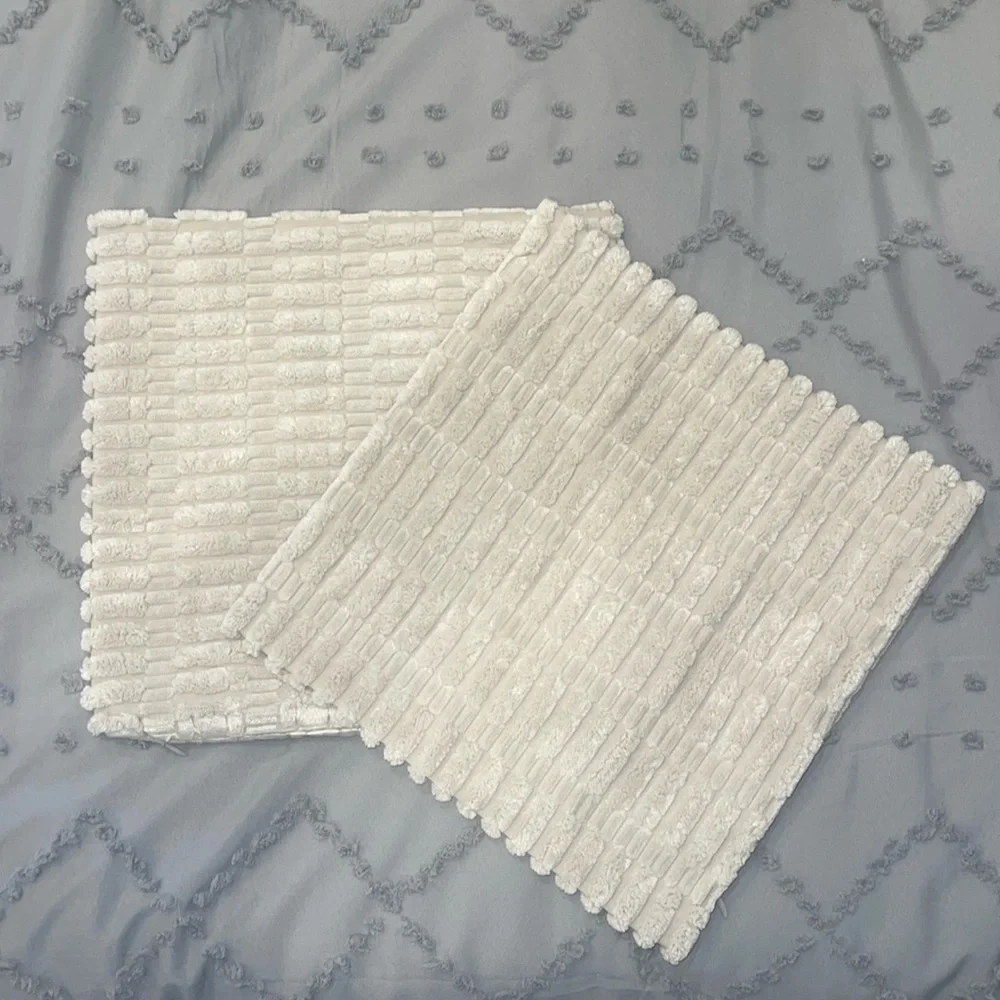 two gray grey throw pillow covers, soft with hidden zipper